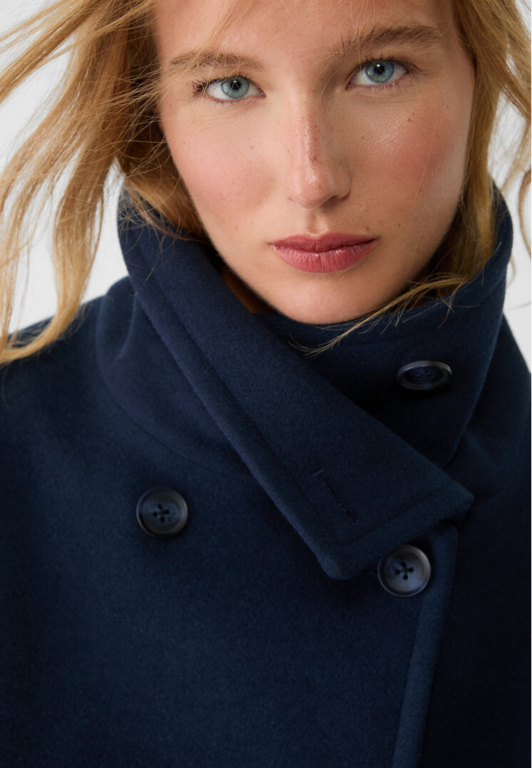 Stradivarius Short double-breasted high neck coat  Navy blue S