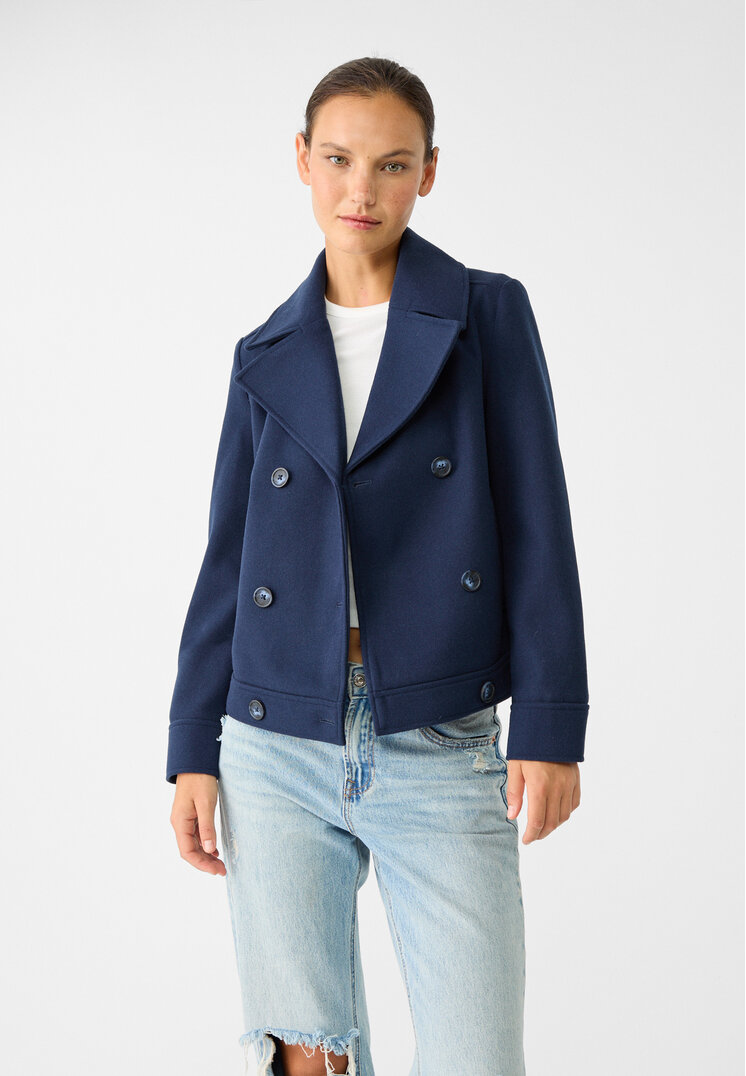 Stradivarius Cappotto corto incrociato XL