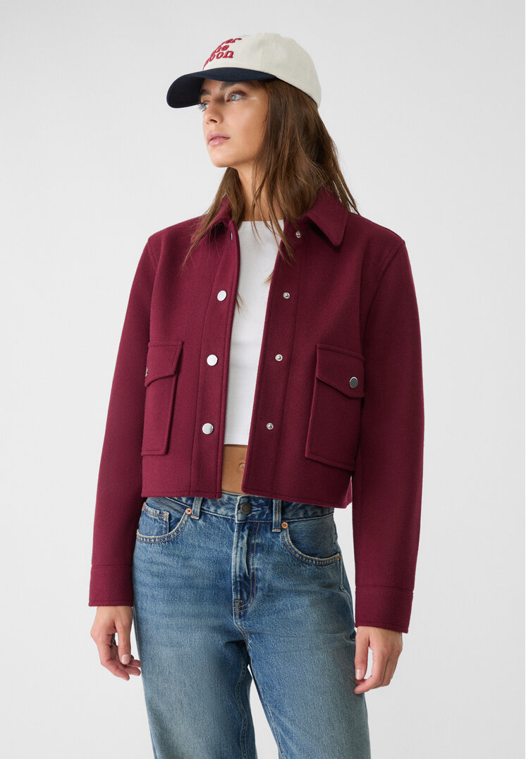 Stradivarius Geacă Scurtă Soft Mov Xl