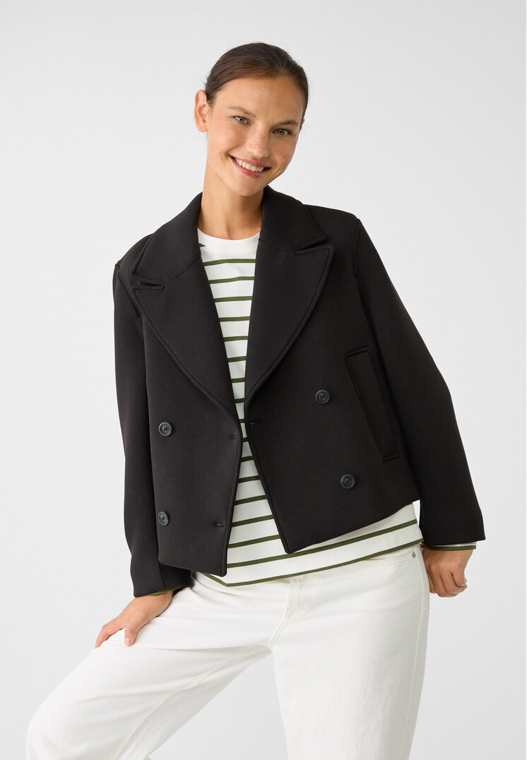 Stradivarius Palton Scurt Petrecut Negru Xl