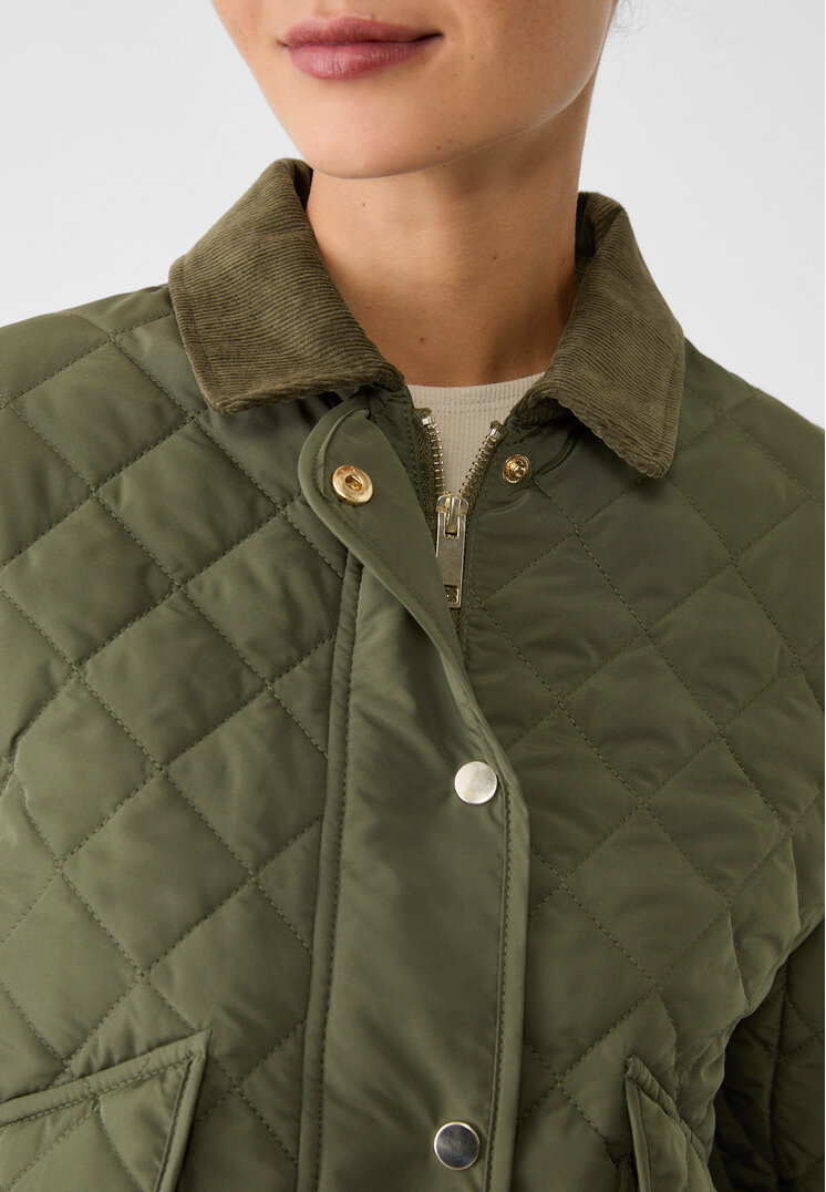 Stradivarius Contrast corduroy puffer jacket  Khaki M