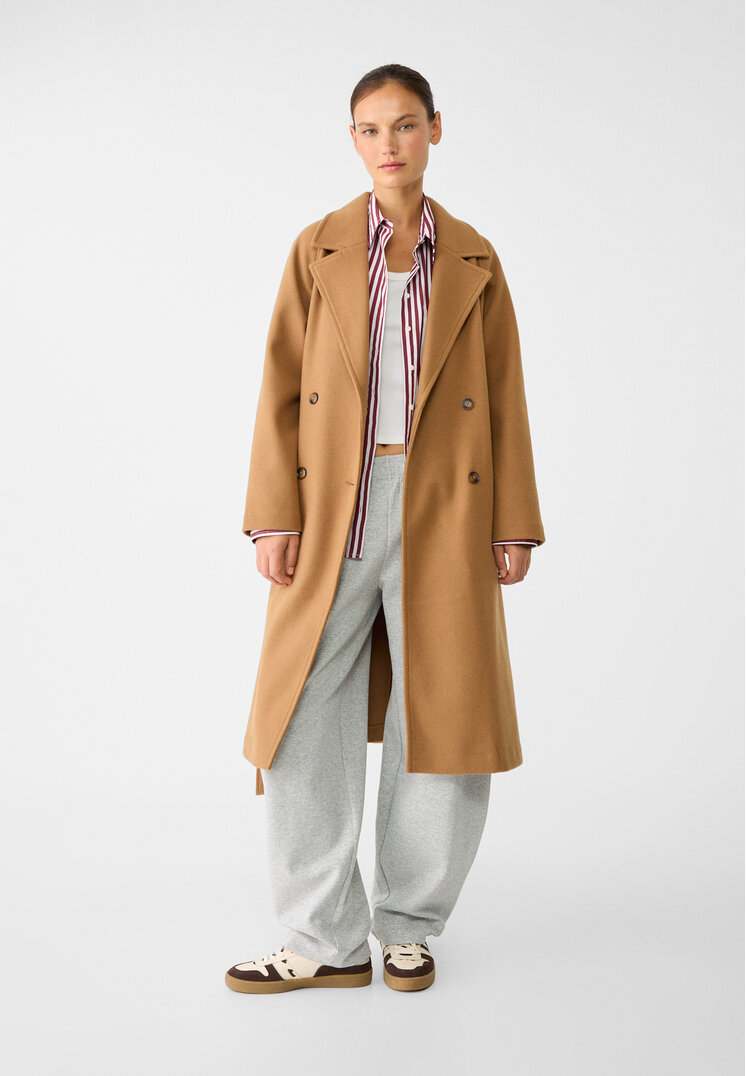 Stradivarius Palton Trenci Fin Ocru Xl