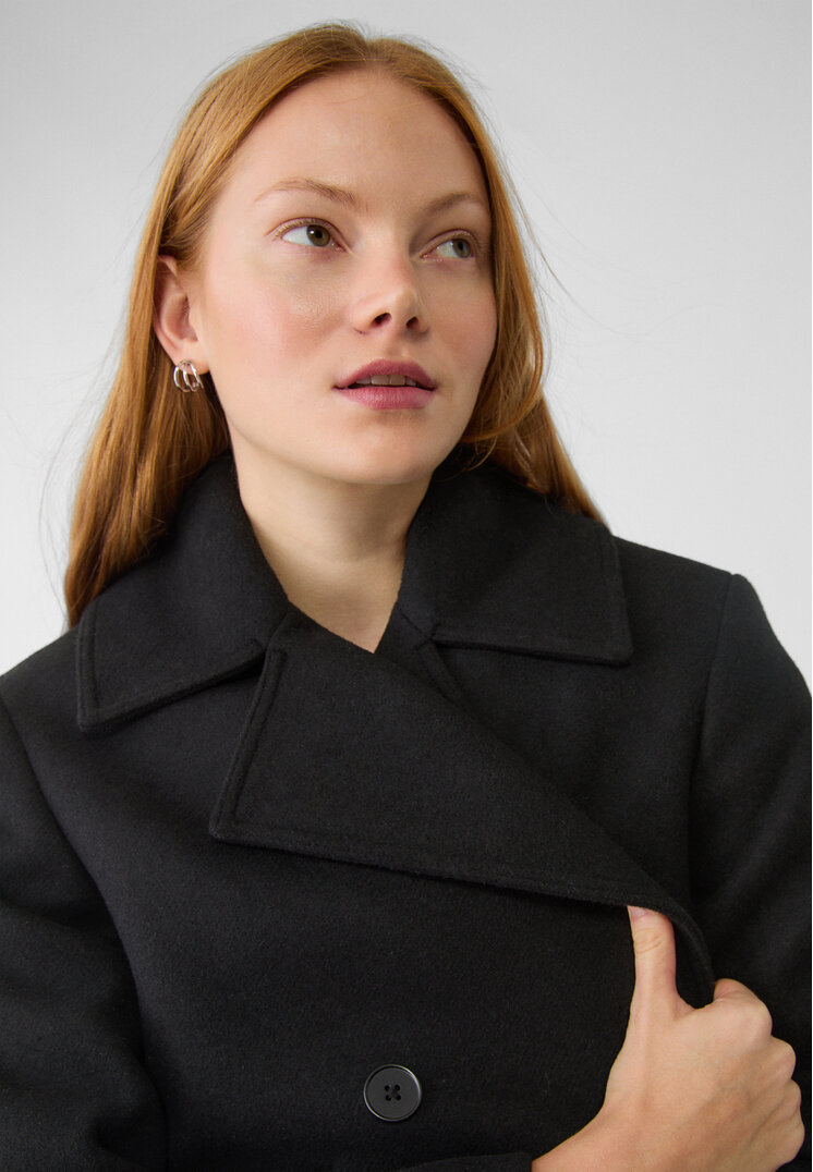 Stradivarius Felt texture peacoat Black L