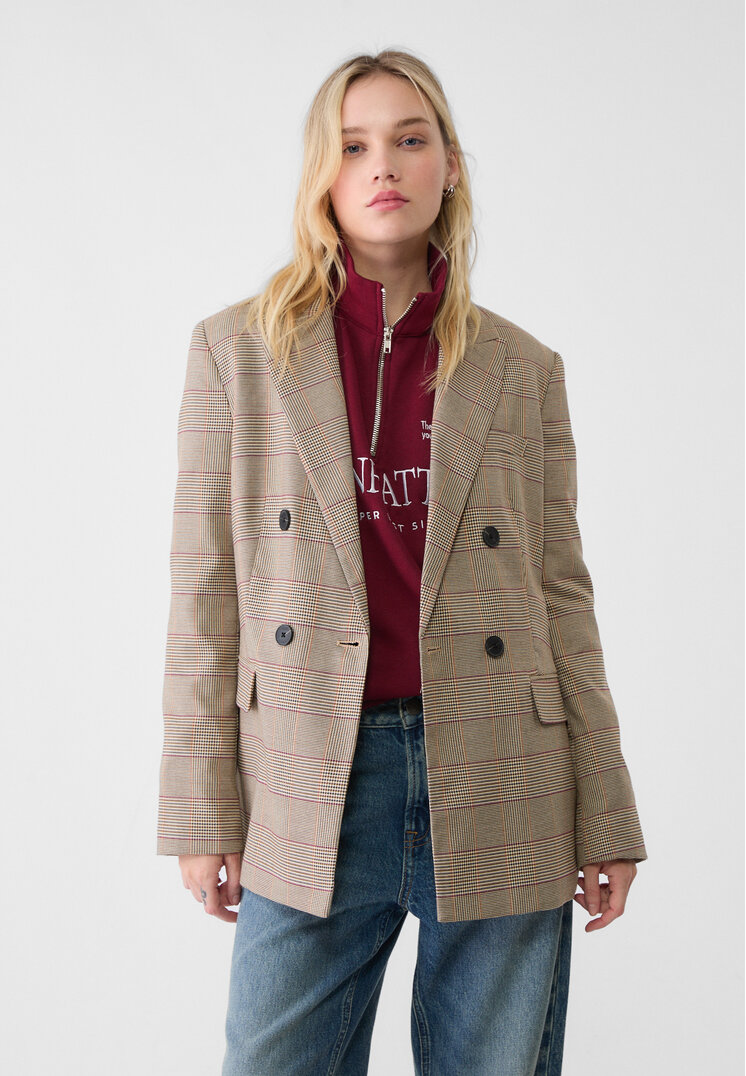 Stradivarius Blazer Petrecut Cu Nasturi Grena Xs