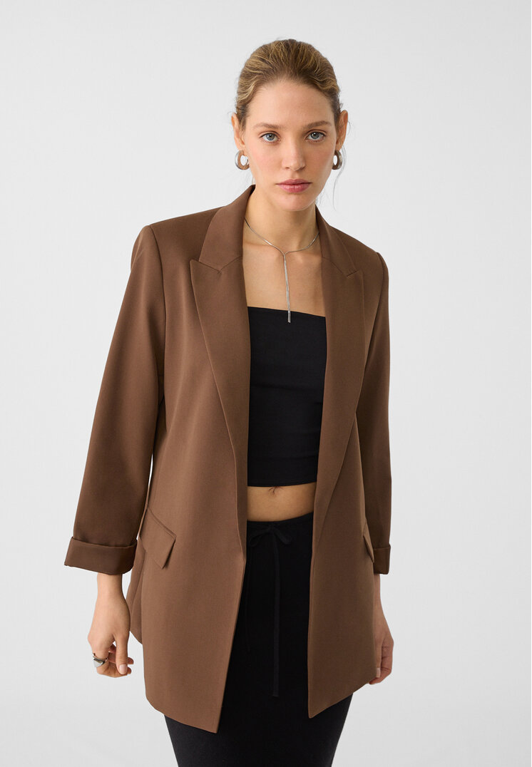 Stradivarius Blazer Deschis Vaporos Maro Xl