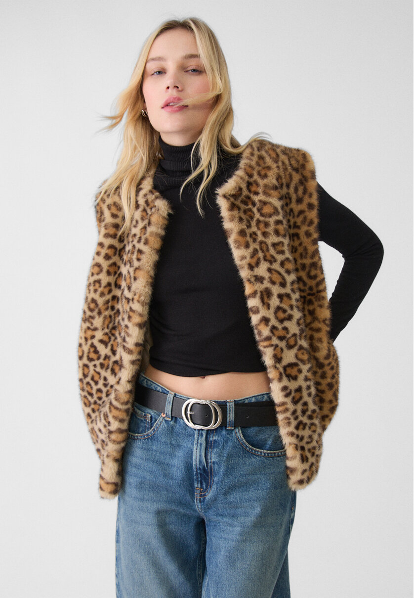 Leopard faux fur gilet