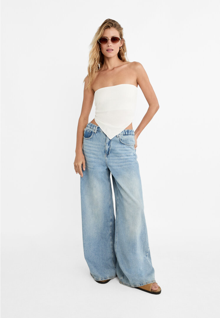 Stradivarius Scarf bustier top White M