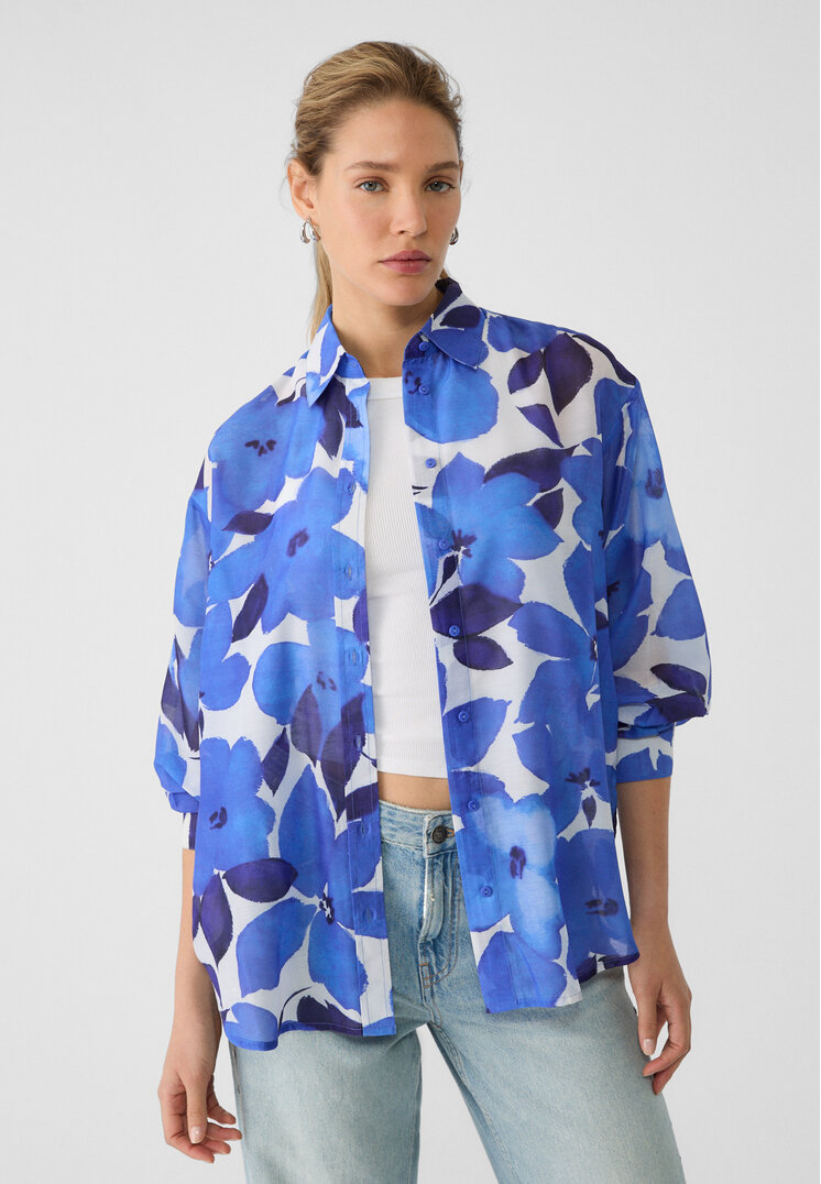 

Stradivarius Fließendes Daily-Hemd Elektrisch Blau XL