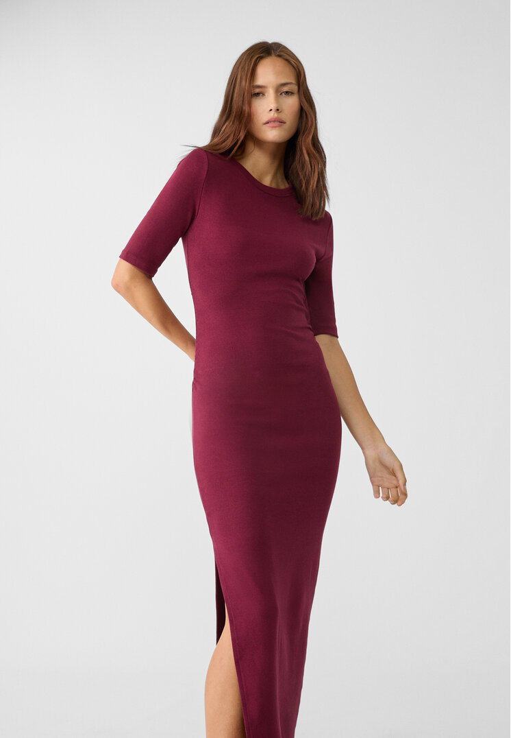 Stradivarius Rochie Midi Încrețită Mov M