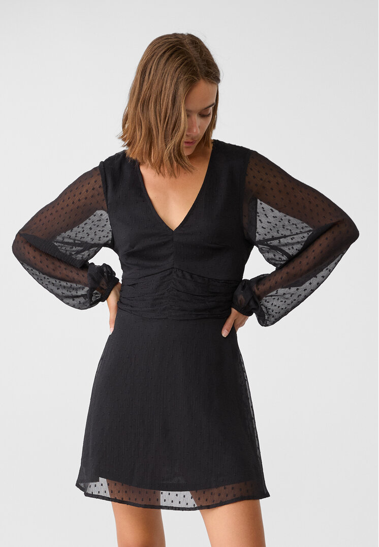 Stradivarius Rochie Scurtă Fluidă Negru M