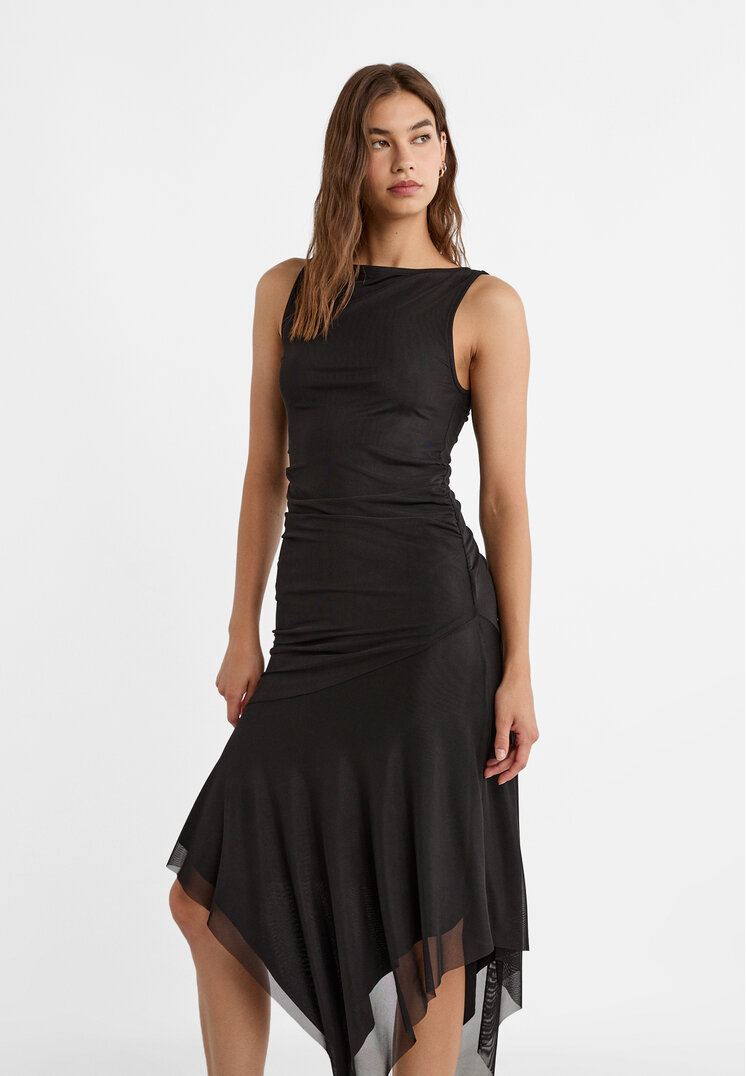 

Stradivarius Tüllkleid mit asymmetrischem Rock Schwarz XS