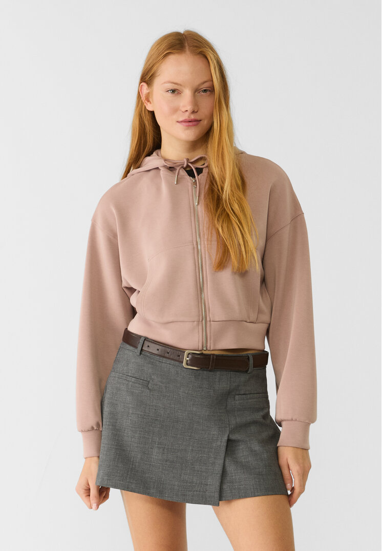 

Stradivarius Kapuzenjacke aus weichem Stoff Rosa Nude XS