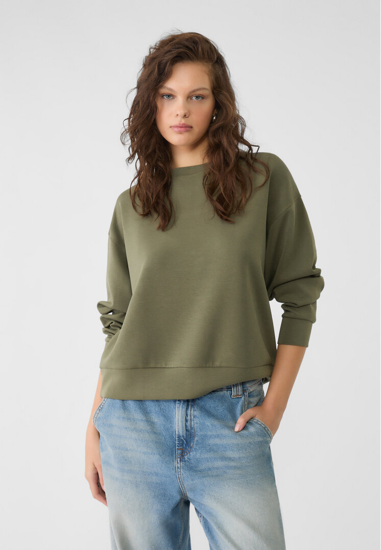 

Stradivarius Basic-Sweatshirt in weicher Haptik Khaki M
