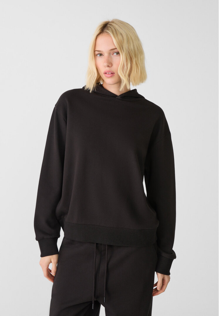 Stradivarius Hanorac Cu Glugă Negru L