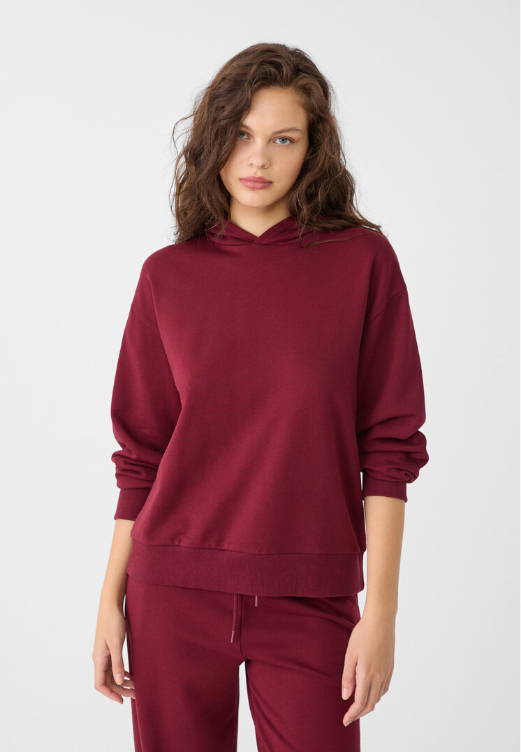 

Stradivarius Bluza z kapturem Wiśniowy L