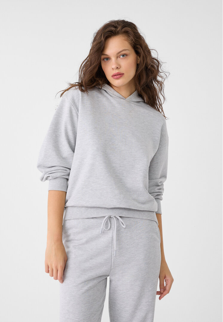 

Stradivarius Bluza z kapturem Popielaty S