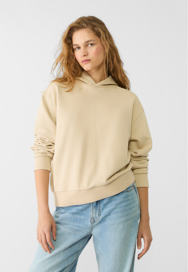 Stradivarius Hoodie mit Kapuze Steingrau S