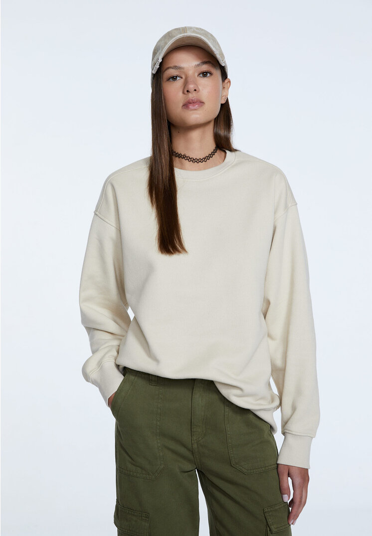Stradivarius Basic-Oversize-Sweatshirt Steingrau XS