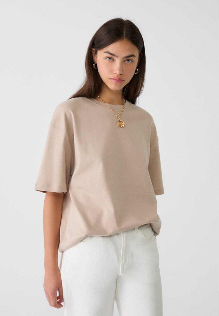 Stradivarius Tricou Oversize Simplu Piatră L