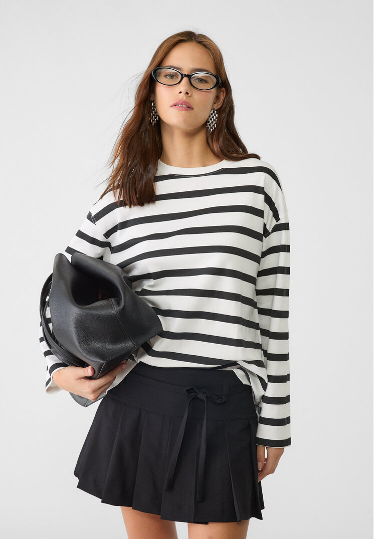 Stradivarius Tricou Oversize Ecru M