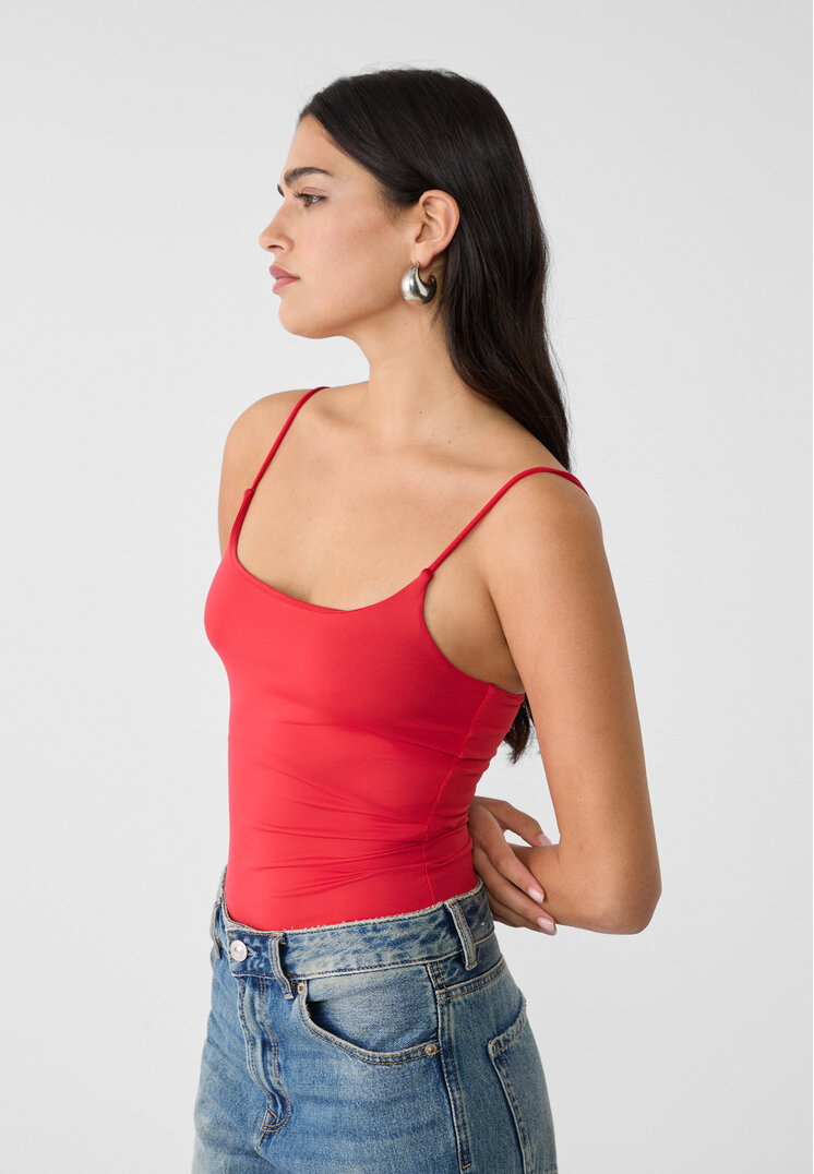 Stradivarius Body Cu Bretele Subțiri Roșu Xl