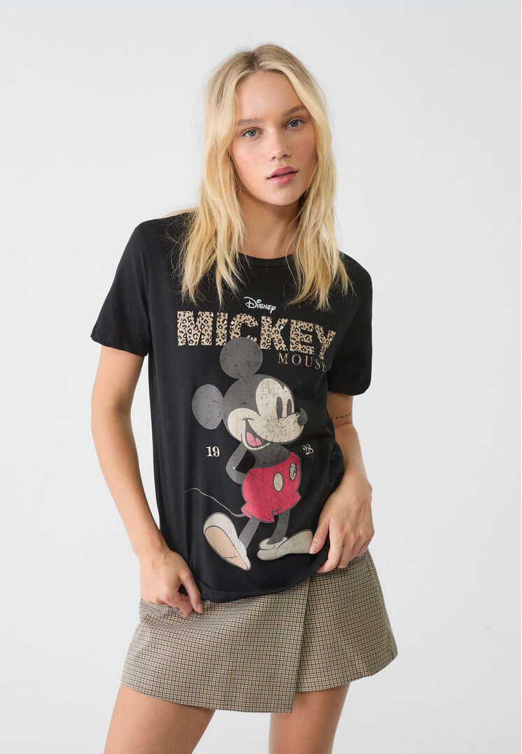 Stradivarius Tricou Disney Cu Animal Print Negru Xl