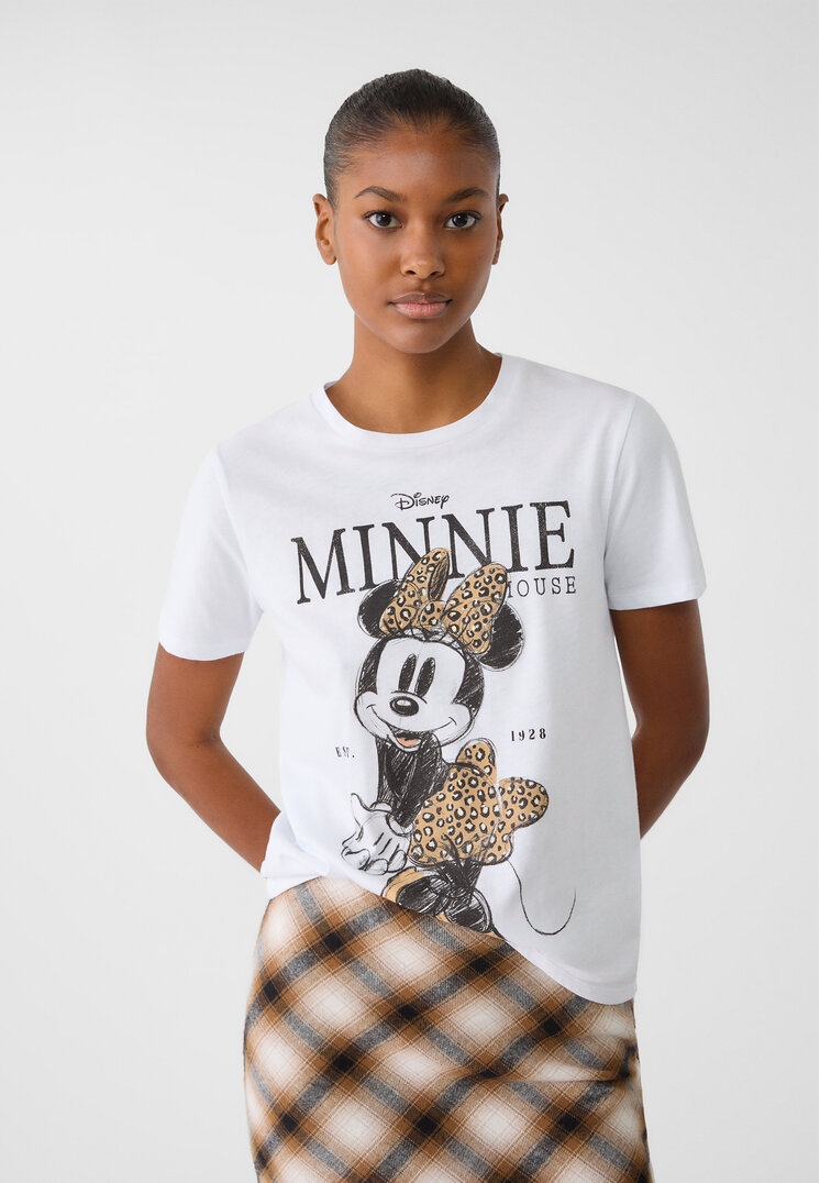 Stradivarius Tricou Disney Cu Animal Print Alb Xl