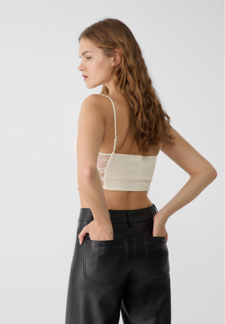Stradivarius Strappy lace top  Vanilla XL