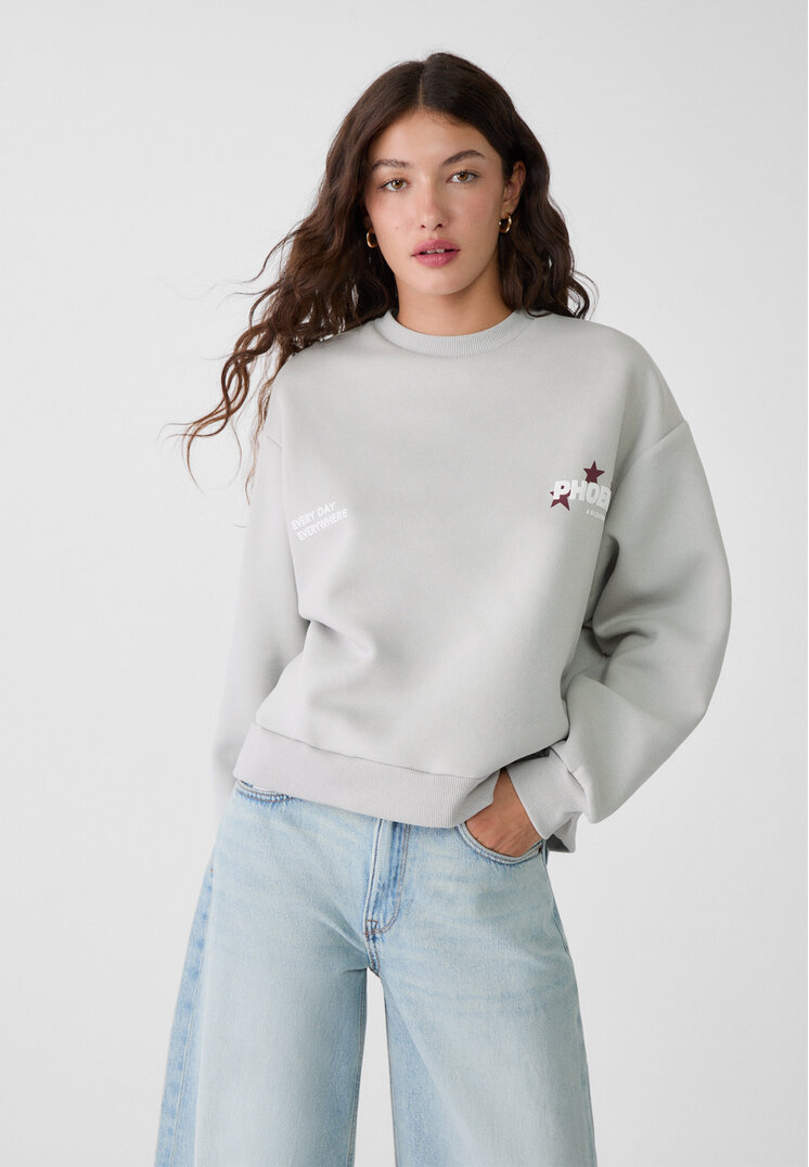 Stradivarius Hanorac Regular Fit Cu Stele Gri Perlat Xl