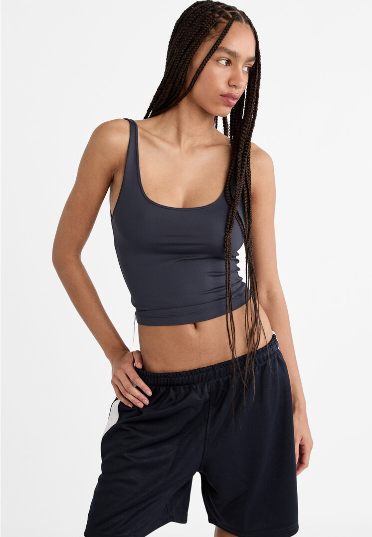 Stradivarius Tricou Din Poliamidă Gri S