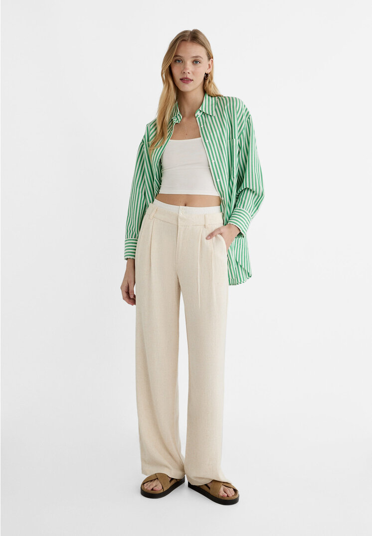 Stradivarius Pantaloni Cu In Și Betelie Combinată Piatră 44