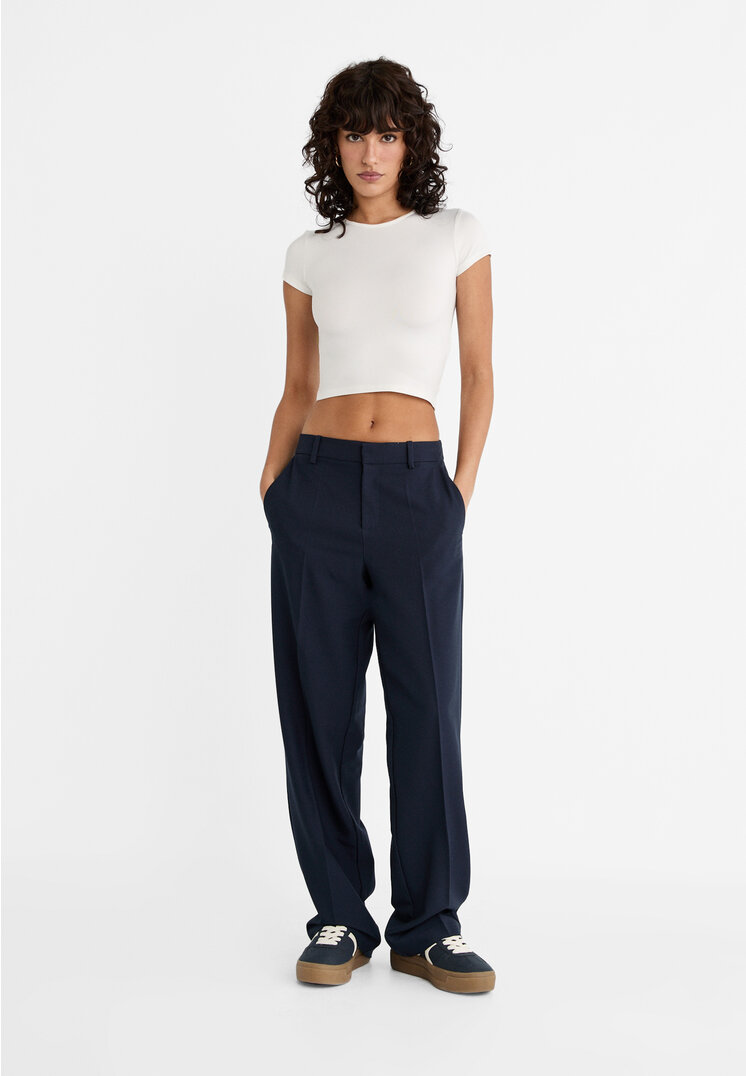 Stradivarius Pantaloni Eleganți Cu Buzunare Bleumarin 32