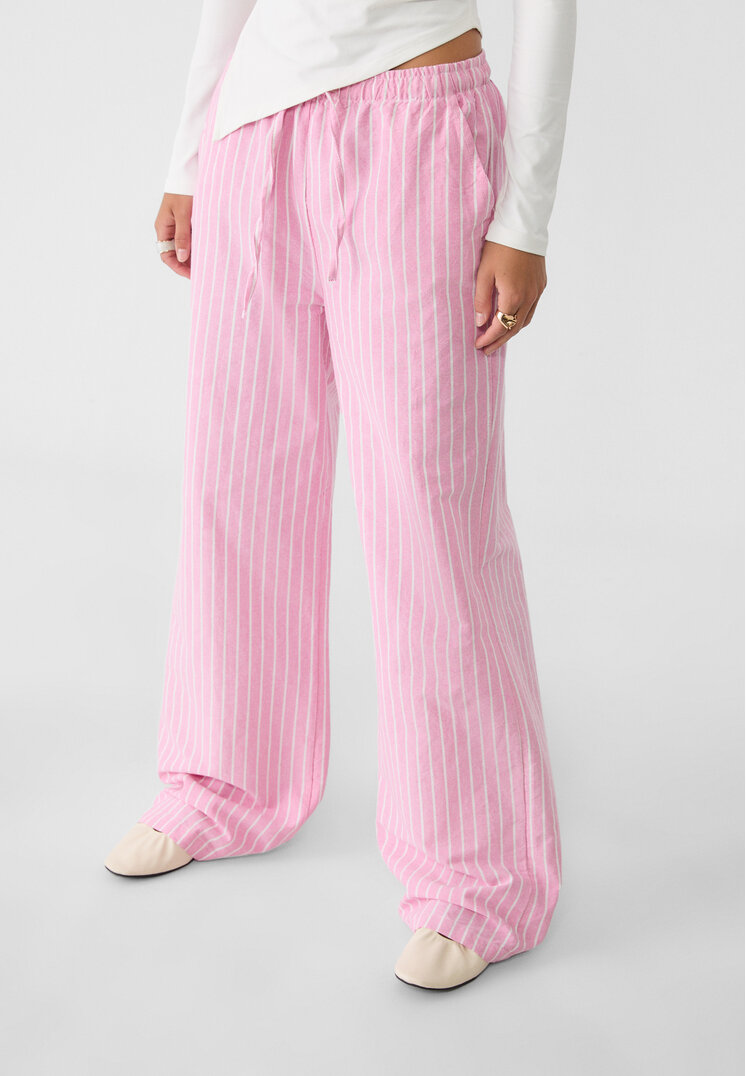 Stradivarius Flowing Oxford trousers  Bubblegum pink XS