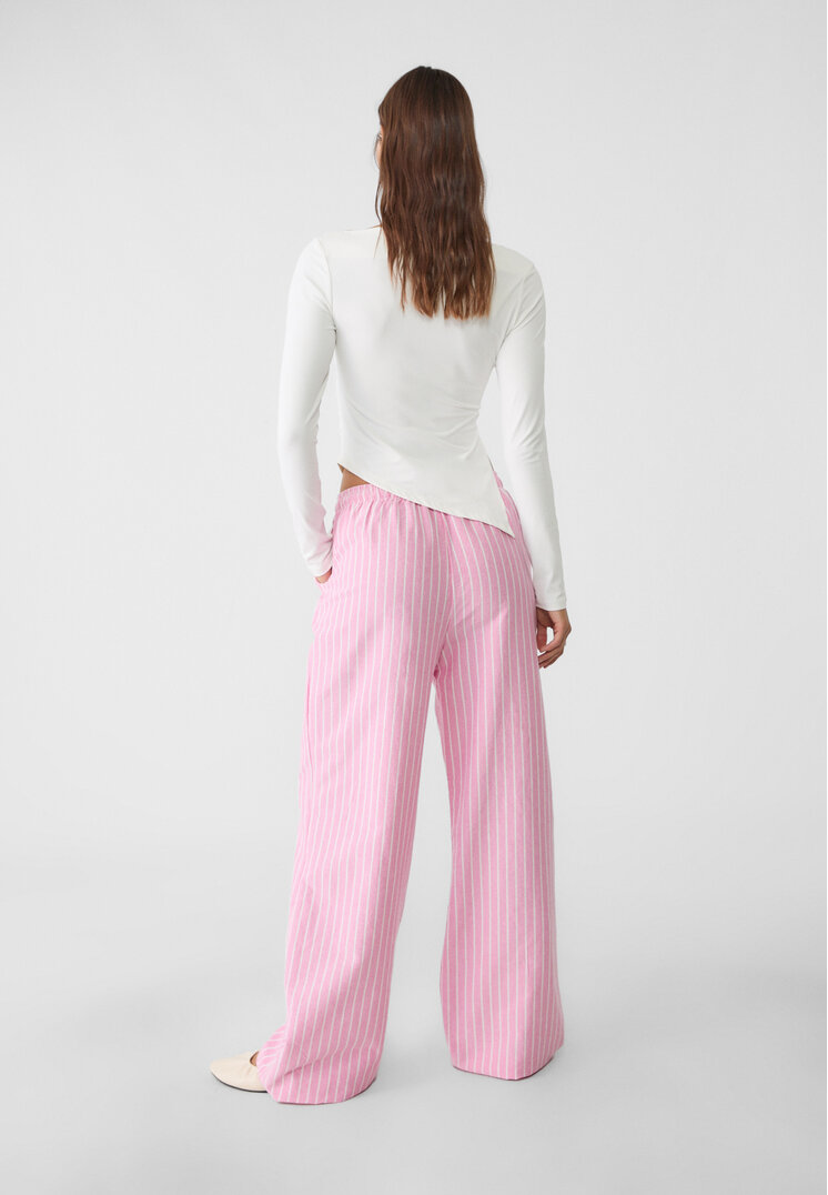 Stradivarius Flowing Oxford trousers  Bubblegum pink XS