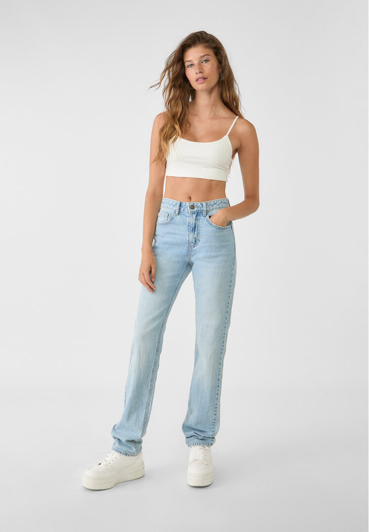 Stradivarius Blugi Straight Fit Regular Waist Comfort Denim 36