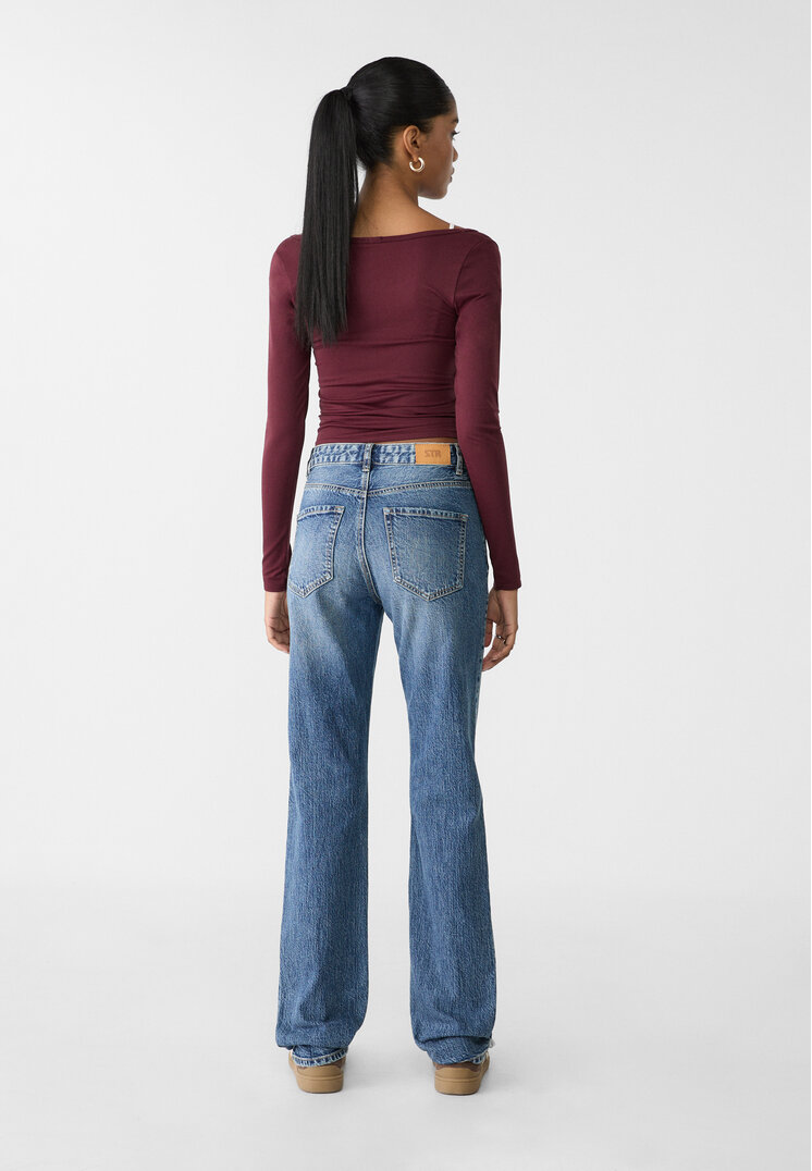 Stradivarius Jeans straight fit regular waist comfort  Denim blu medio 48