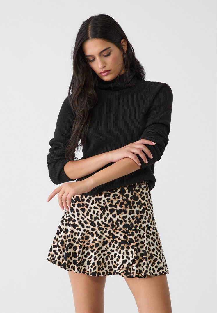 Stradivarius Fustă-Pantalon Vaporoasă Cu Imprimeu Bej Xl
