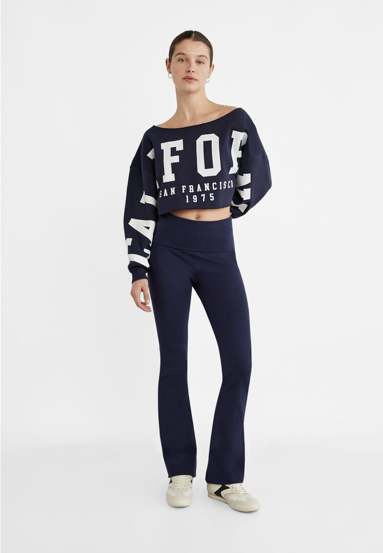 Stradivarius Leggings Flare Bleumarin M
