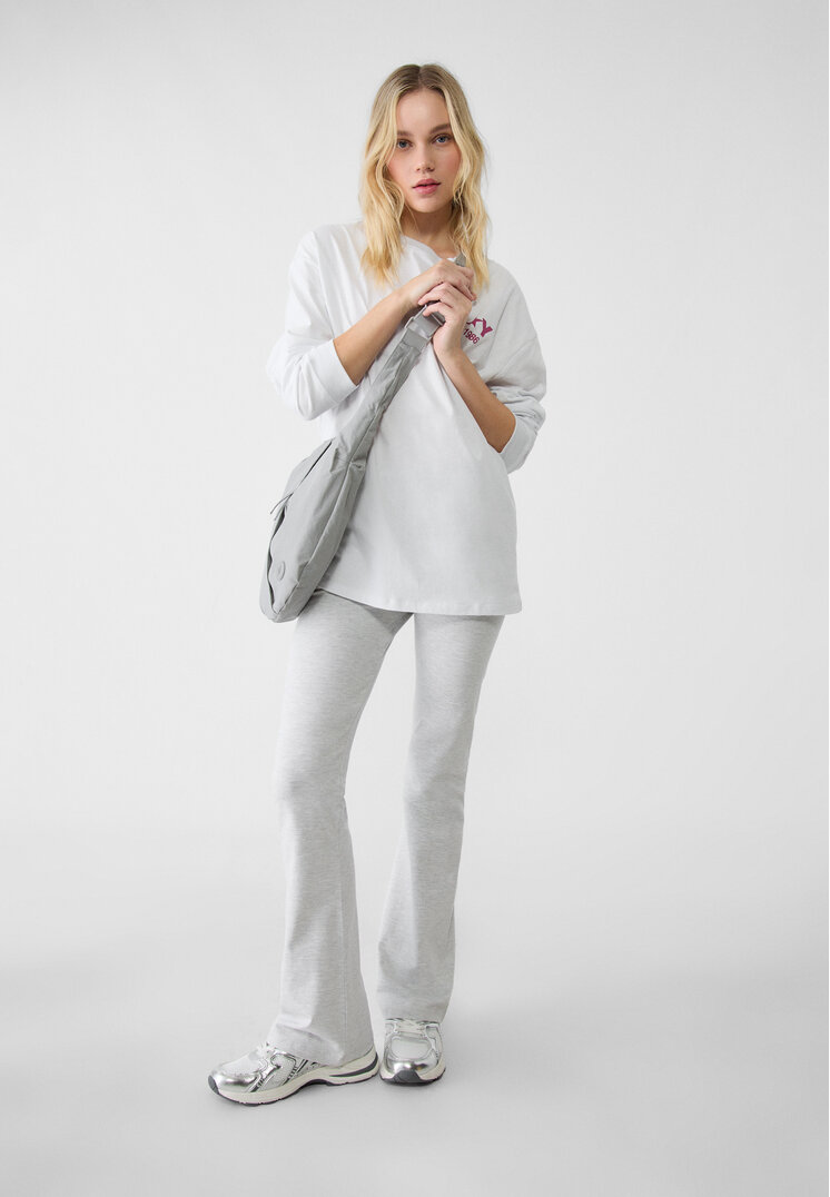 Stradivarius Leggings Flare Gris Amestec L