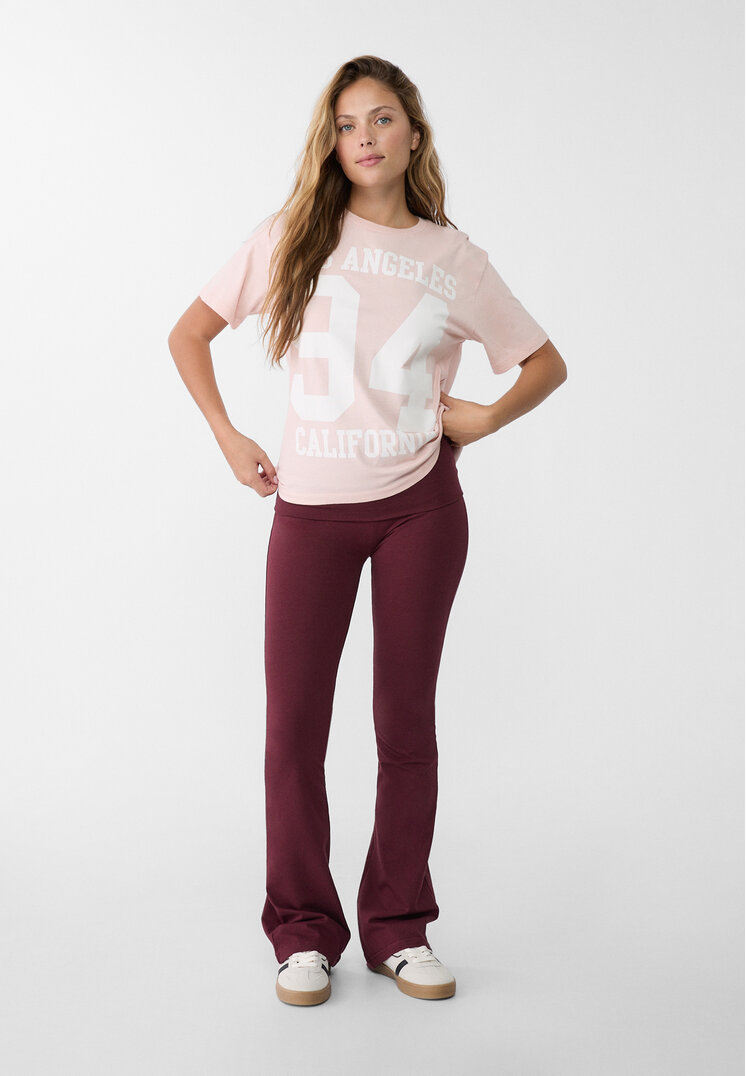 Stradivarius Leggings Flare Grena M