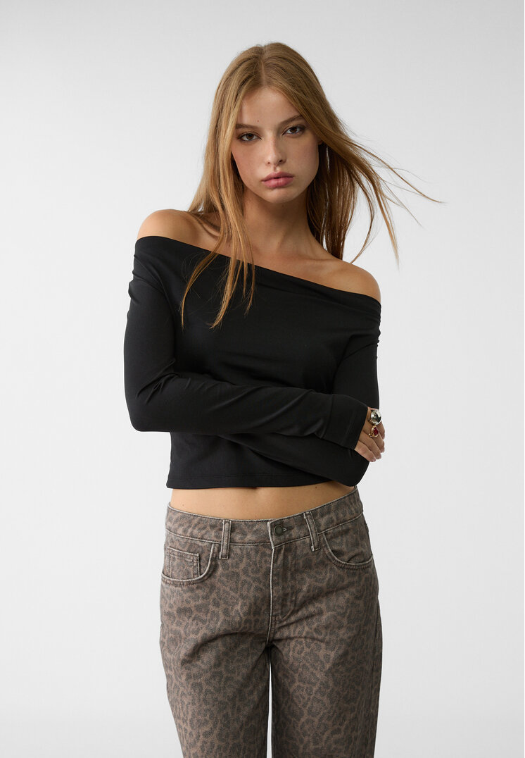 Stradivarius Tricou Cu Poziții Multiple Negru S