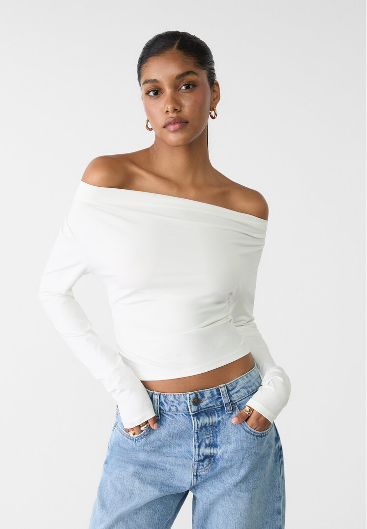 Stradivarius Tricou Cu Poziții Multiple Alb Xs