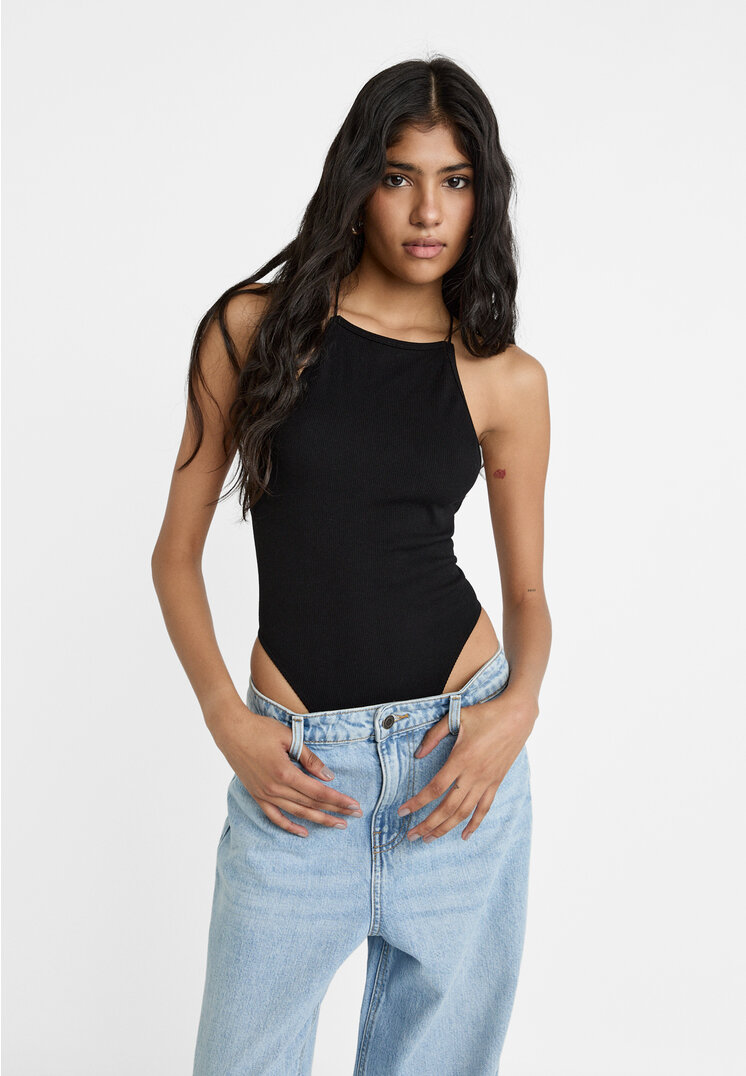 Stradivarius Body Seamless Parte Peste Parte În Spate Negru M
