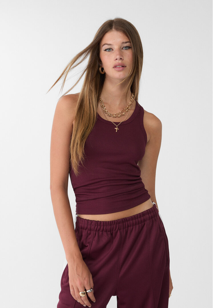 Stradivarius Tricou Cu Spatele Îngust Grena S