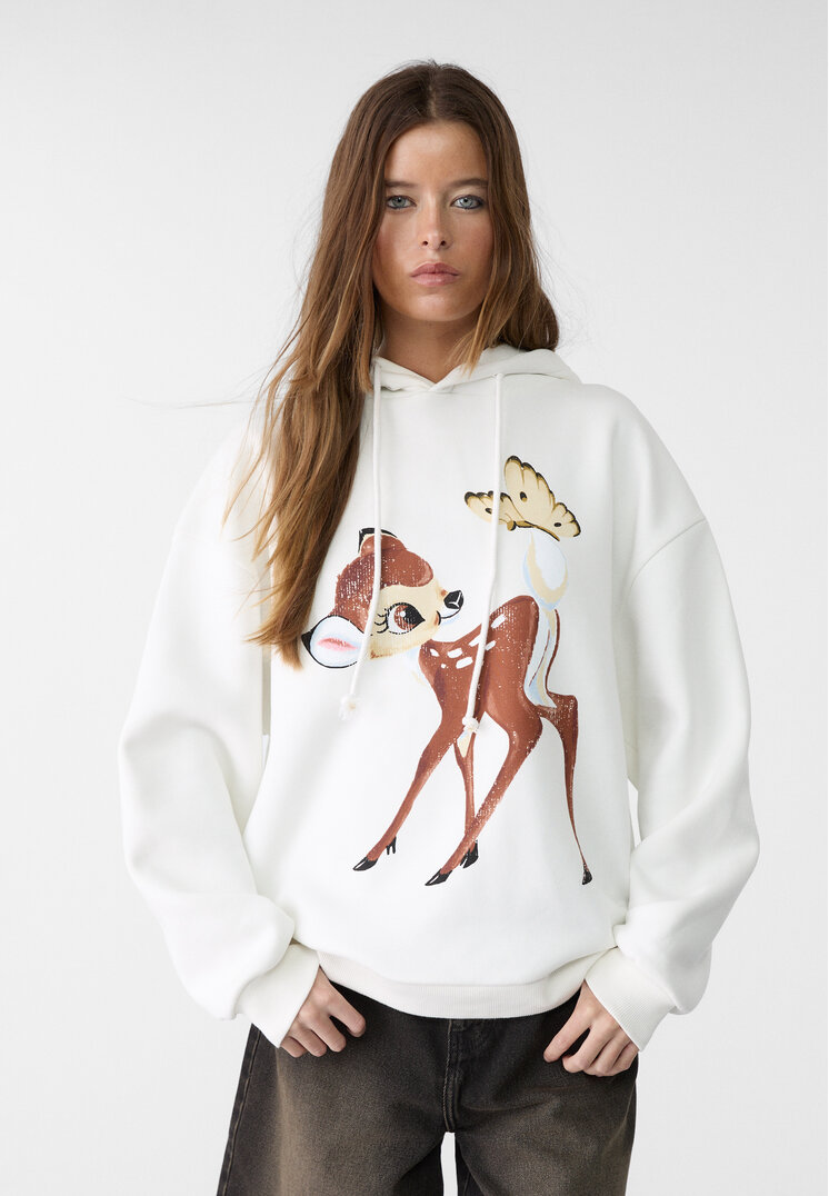 Stradivarius Hanorac Disney Bambi Alb M