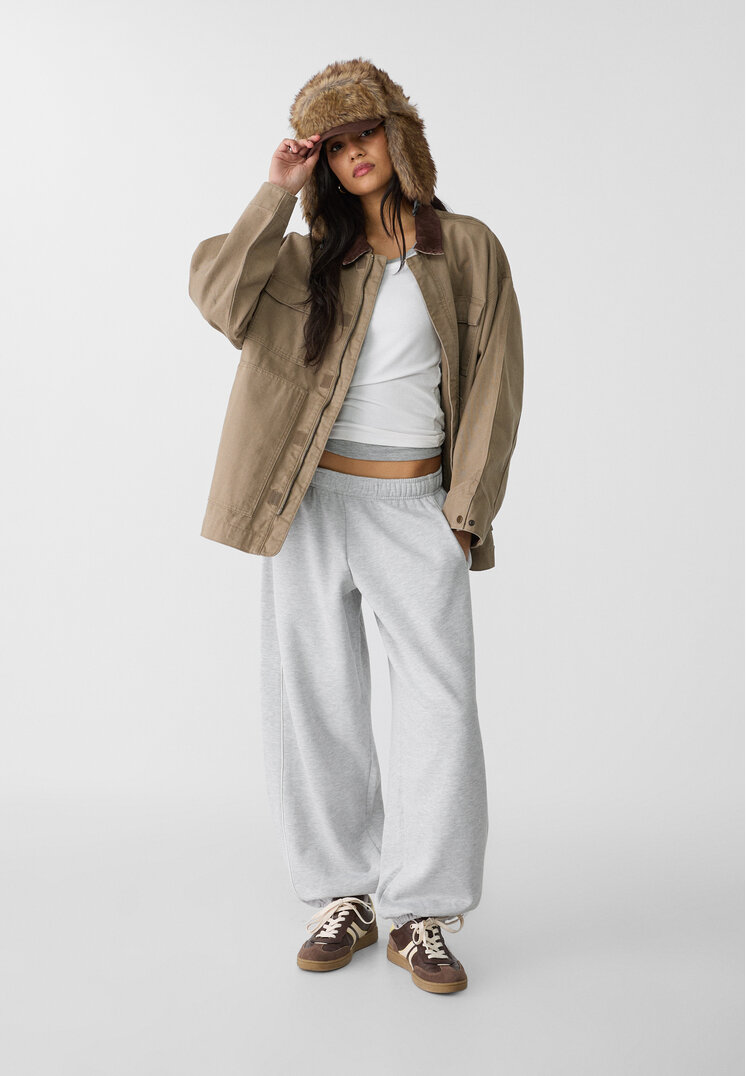 Stradivarius Pantaloni Stil Joggers Cu Paspoal Gris Amestec L