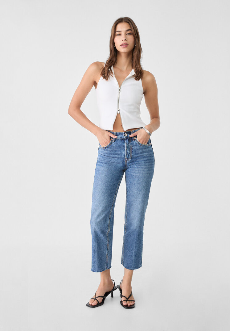 Stradivarius Blugi Straight Fit Cropped Denim 38