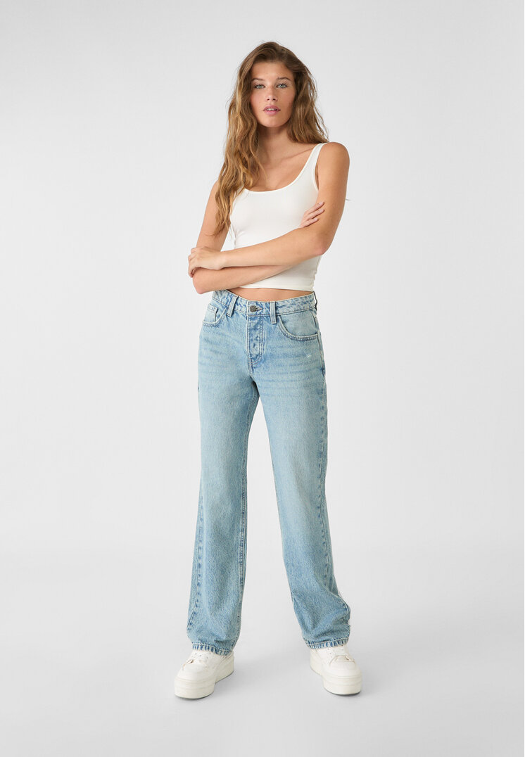 Stradivarius Mid-rise jeans  Blue denim 10