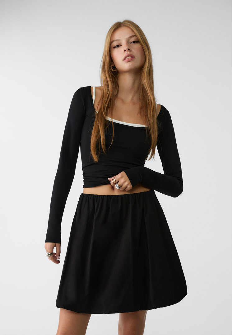 Stradivarius Fustă Bufantă Negru Xs