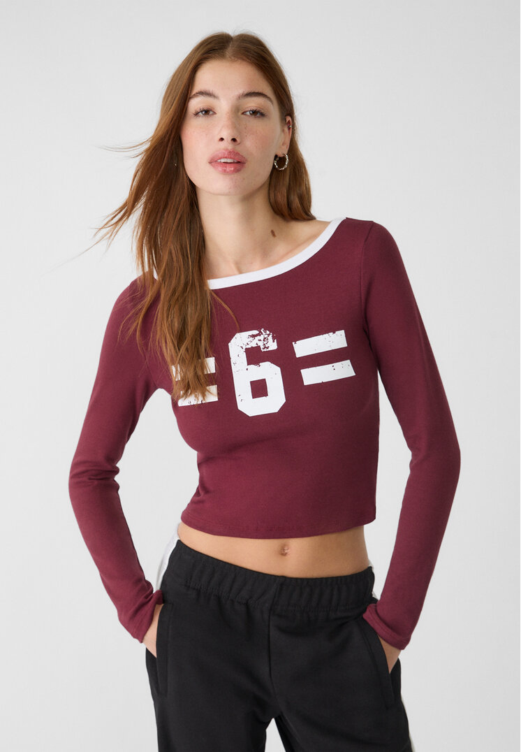 Stradivarius Tricou Ajustat Pozițional Grena L